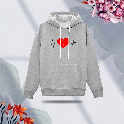 Premium Comfortable (Love Heart bit-Gray) Ladies winter hoodie